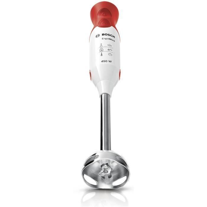 Batidora de mano BOSCH - 450 Watt - Batidora de mano de acero inoxidable - 4 cuchillas afiladas - 2 velocidades - Recipiente graduado 600 ml - blanco / rojo 2 Batidora de mano BOSCH - 450 Watt - Batidora de mano de acero inoxidable - 4 cuchillas afiladas - 2 velocidades - Recipiente graduado 600 ml - blanco / rojo 2
