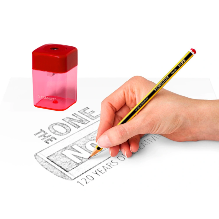 Q-connect Sacapuntas Metálico 1 Uso con Depósito para Virutas Colores Surtidos 5