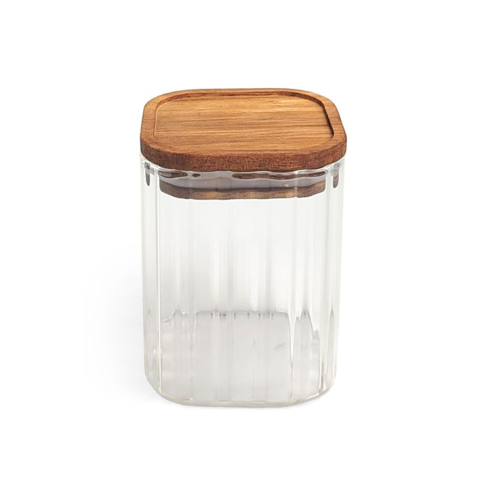 Inde Pote de Cristal Boro.Ottico T/Acacia Cuadrado, 400 ml, Capacidad 400ml, 8.2 x 8.2 x 10.7 cm, Modelo La Mediterran (12 Unidades)