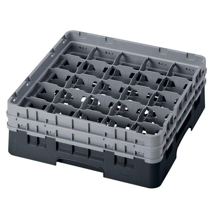 CAMBRO - 25S434-110 - Cesta de lavado 25 comp. 2 alturas - 8,7 cm Ø máx. - alt. máx. 13,5 cm - 50 x 50 x 18,4 cm - Negro