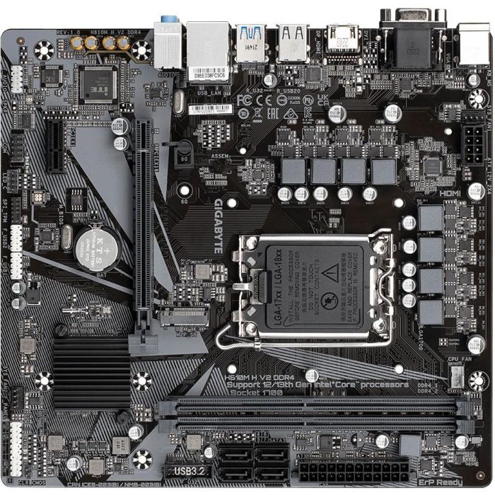 Placa Gigabyte H610M H V2 Ddr4,Intel,1700,H610,2Ddr4,64Gb,Vga+Hdmi,Gblan,4Sata3+M.2,4Usb3.2,Matx 4