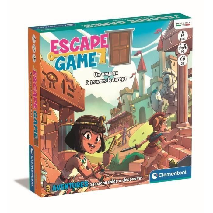 Clementoni CLE8005125528141 Juego de Escape - Viaje en el Tiempo, 3 Aventuras, +8 Años