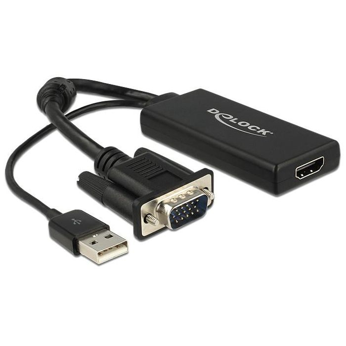 DELOCK Adapter VGA + Audio zu HDMI mit Kabel schwarz 0 DELOCK Adapter VGA + Audio zu HDMI mit Kabel schwarz 0