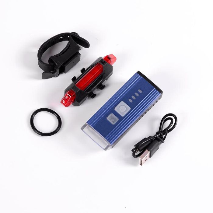 Luz Delantera Bicicleta Solar LED 2 Niveles+Destello Batería USB 3