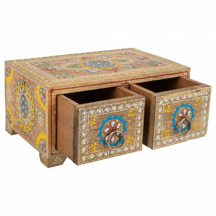 Caja-Joyero Alexandra House Living Multicolor Natural Madera de mango Madera MDF 14 x 10 x 23 cm 2 cajones 6