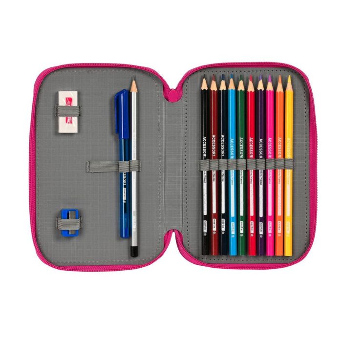 Plumier Doble Pinypon Azul Rosa 12.5 x 19.5 x 4 cm (28 piezas) 1