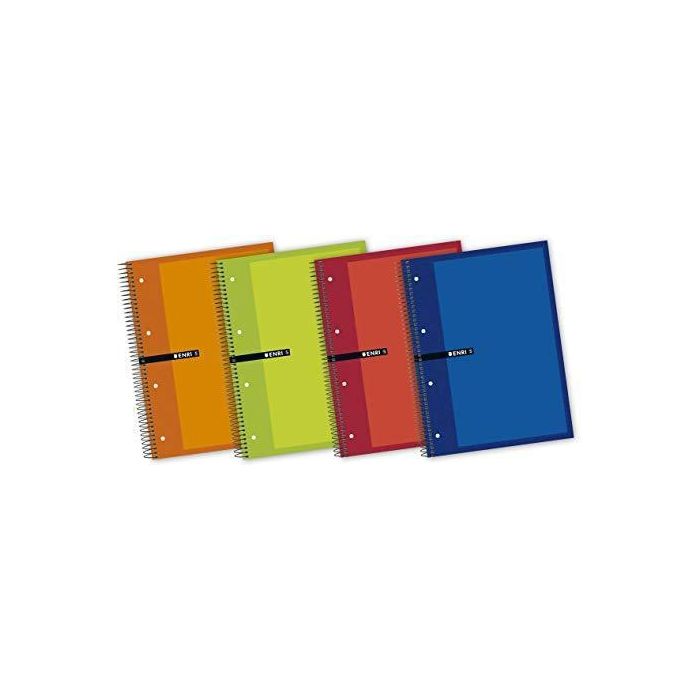 Enri Cuaderno Espiral Microperforado A4+ 120H+40H Cuadrícula 5x5 mm 4 Taladros 5 Bandas Tapa Extradura Colores Surtidos (5 Unidades) (5 Unidades)