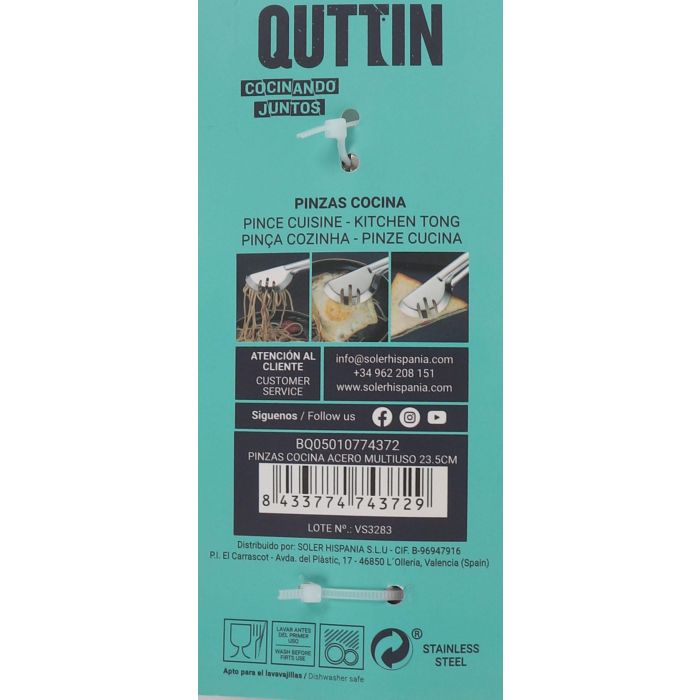 Pinzas de cocina multiuso de acero Quttin 23.5 cm (36 Unidades) 7 Pinzas de cocina multiuso de acero Quttin 23.5 cm (36 Unidades) 7