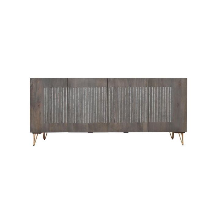 DKD Home Decor Buffet Moderno Marrón Madera Mango y Metal 4 Puertas, 2 Estanterías 45x77x177 cm Desmontable