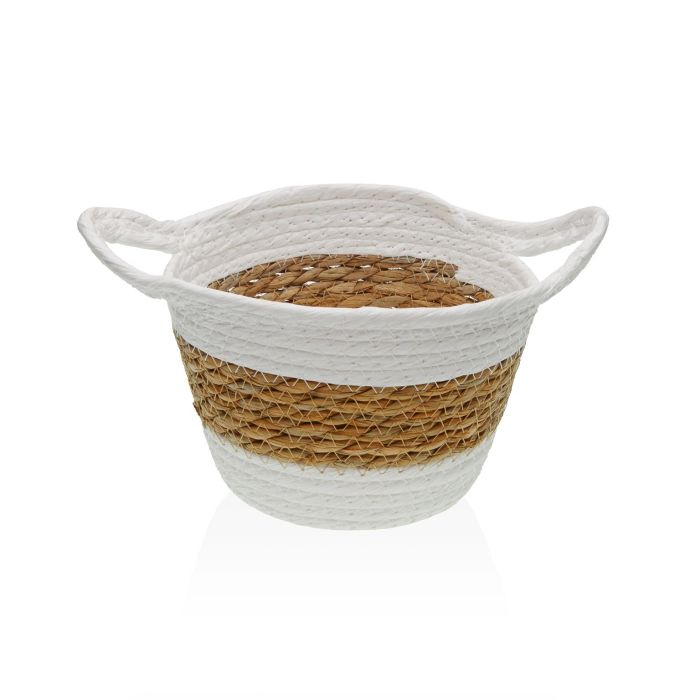 Cesta Redonda Blanca Versa con Asas 19x13 cm - Alga y Papel (2 Unidades)