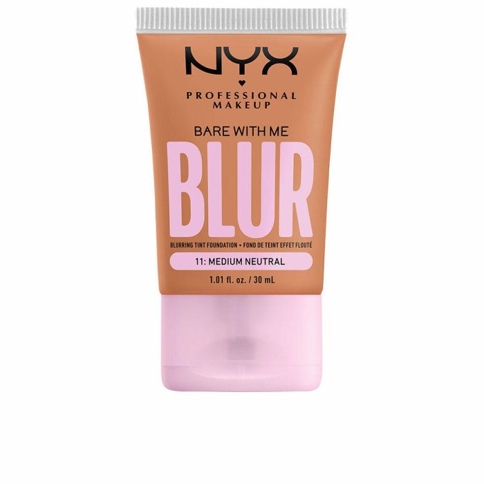 NYX Professional Make Up Bare With Me Blur Base Maquillaje Efecto Difuminado Piel Lisa & Hidratada 12H Cobertura Modulable Tono #14 Medium Tan 30 ml