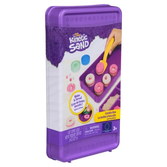 Kinetic Sand Bandeja De Cookies 6071549 Caja de Galletas con 227g de Arena Mágica, Moldes y Espátula para Niños 3