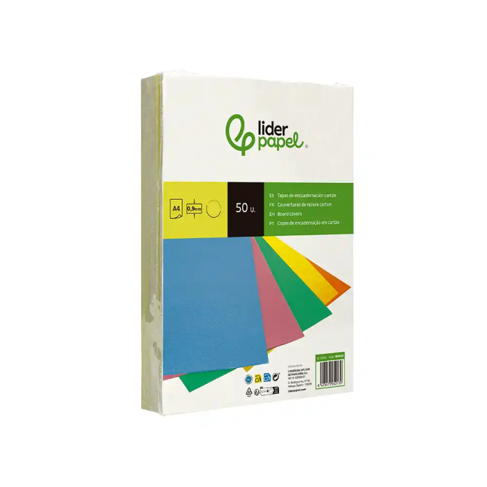 Liderpapel Tapa Encuadernación Cartón A4 0,9mm Amarillo Fluor Paquete de 50 Unidades 3