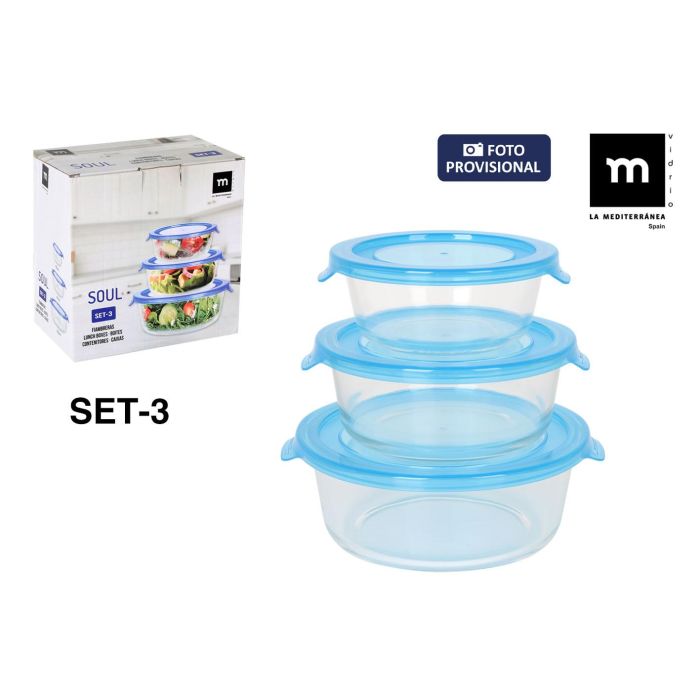 Inde Set de 3 Fiambreras Redondas "Soul" - 400 ml, 620 ml y 950 ml (8 Cajas)