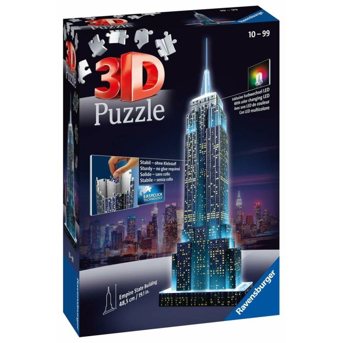 Ravensburger Puzzle 3D Empire State Building Edición Noche con Iluminación LED de Colores 216 Piezas para +12 años 4 Ravensburger Puzzle 3D Empire State Building Edición Noche con Iluminación LED de Colores 216 Piezas para +12 años 4