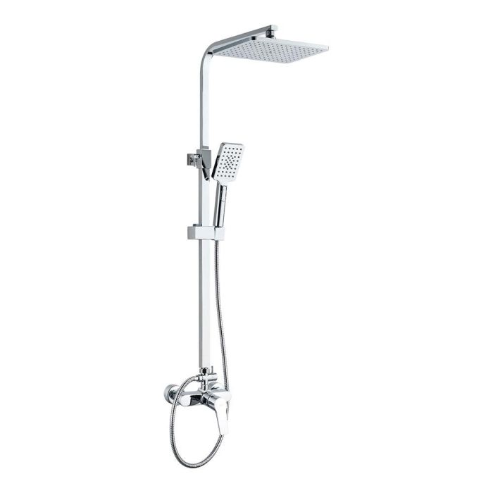 Edm Conjunto de Ducha Serie Altea con Monomando, Rociador Superior, Flexo y Mango de Ducha 3 Funciones, Barra Extensible 70-115cm, Cromado Edm Conjunto de Ducha Serie Altea con Monomando, Rociador Superior, Flexo y Mango de Ducha 3 Funciones, Barra Extensible 70-115cm, Cromado