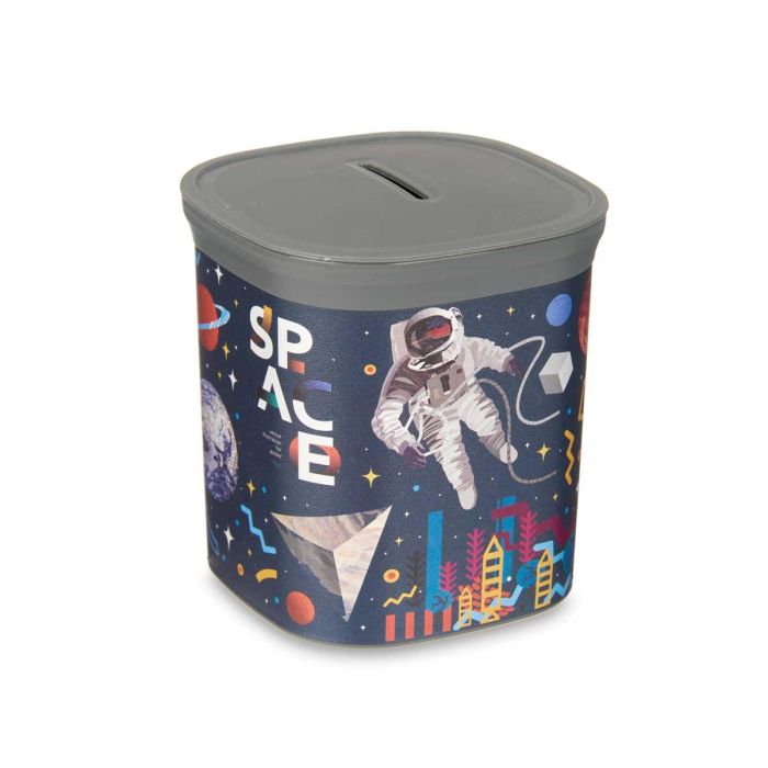 Hucha de plástico cuadrada astronauta Pincello 9x10x9 cm gris (48 Unidades) 1 Hucha de plástico cuadrada astronauta Pincello 9x10x9 cm gris (48 Unidades) 1