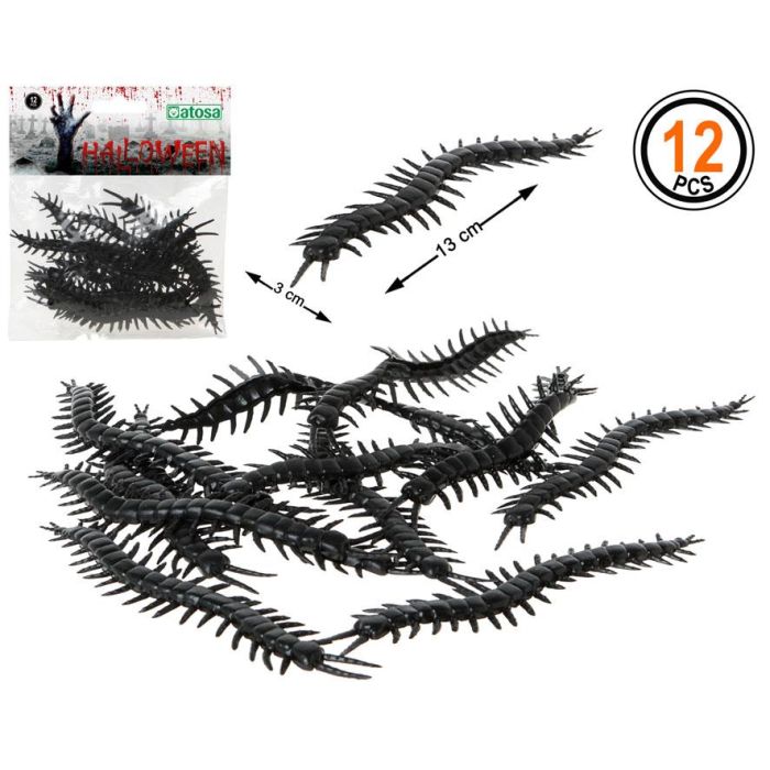 Accesorios Ciempiés Negro 13 cm Pack 12 Unidades Halloween