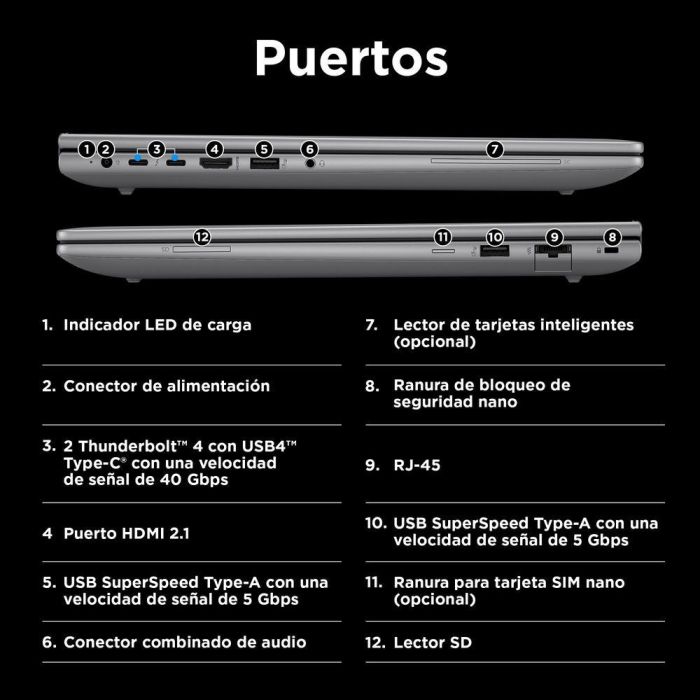 Laptop HP ZBook Power G11 16" Intel Core Ultra 7 155H 32 GB RAM 1 TB SSD Qwerty Español 3 Laptop HP ZBook Power G11 16" Intel Core Ultra 7 155H 32 GB RAM 1 TB SSD Qwerty Español 3