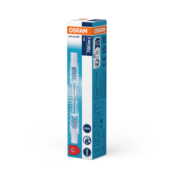 Osram Bombilla Halogena Lineal 78 mm Haloline Pro 48 W 220 V Equ. 60 W R7s 700lm 2800k 360°