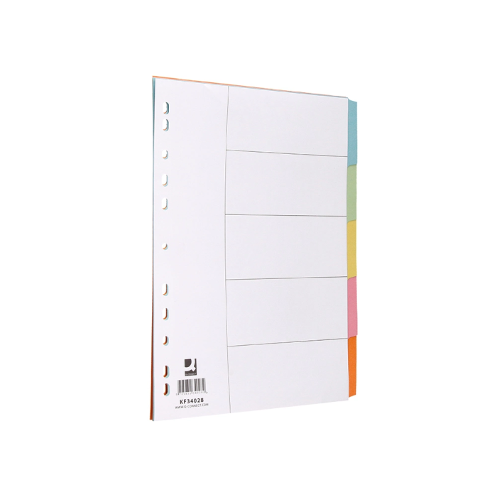 Q-connect Separador Cartulina Juego de 5 Separadores Din A4 Multitaladro 3