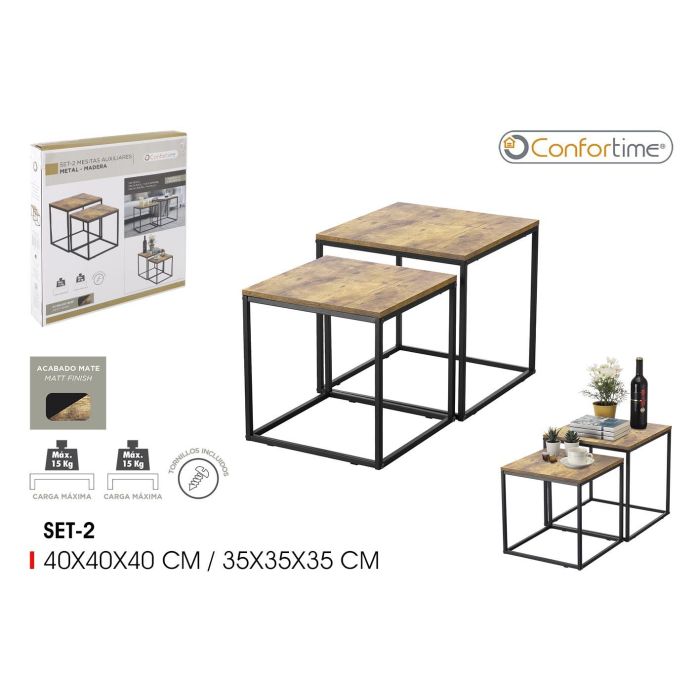 Set de 2 Mesas Auxiliares Confortime 40 cm y 35 cm (2 Unidades) Set de 2 Mesas Auxiliares Confortime 40 cm y 35 cm (2 Unidades)