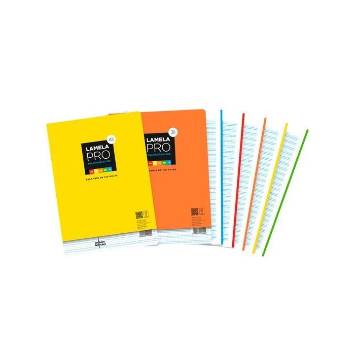Lamela Recambio Pro 100 Hojas Papel Offset Blanco 90 gr A4 Cuadrovía 4 mm 4 Taladros 5 Bandas (5 Unidades) (5 Unidades)
