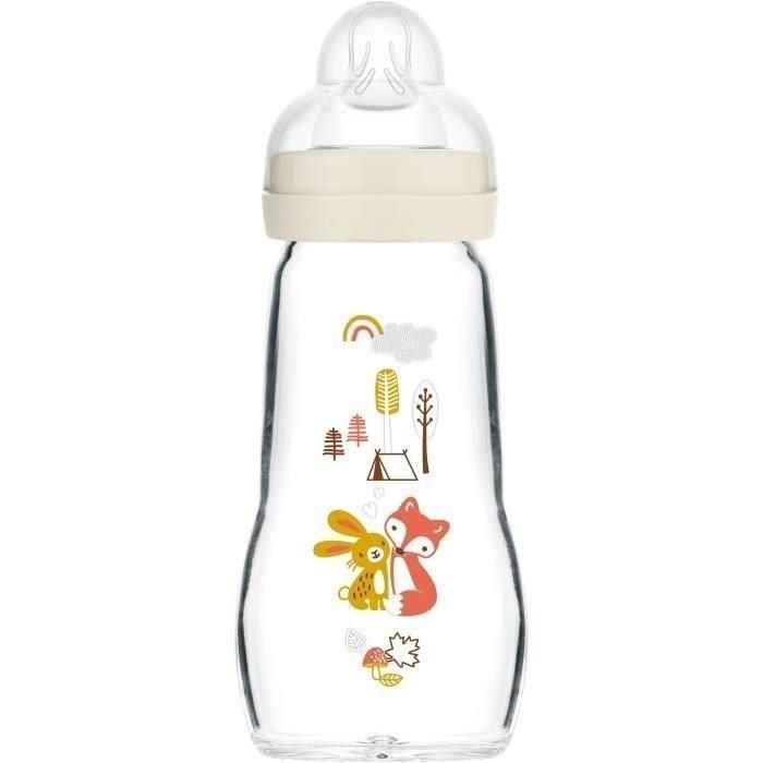 Biberón de vidrio MAM - 260 ml - 0 a 6 meses - Flow Teat 2 - Blanco