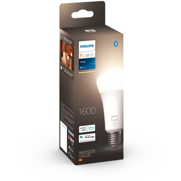 Philips Hue White Bombilla Inteligente A67 E27 1600lm 100W, LED Blanco Suave Bluetooth Regulable 1 Philips Hue White Bombilla Inteligente A67 E27 1600lm 100W, LED Blanco Suave Bluetooth Regulable 1
