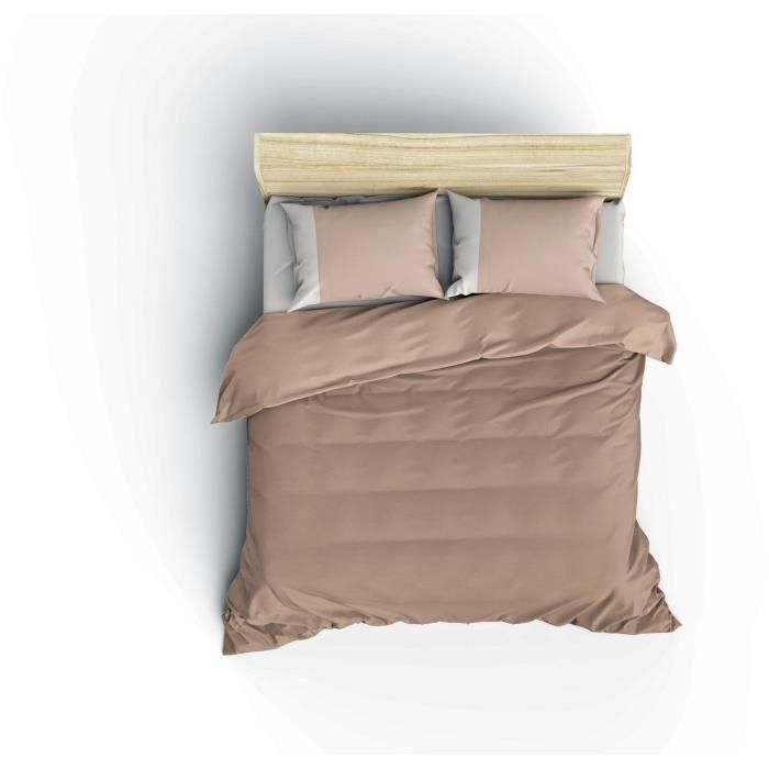 Juego de cama - 1 funda nórdica 220x240 cm + 2 fundas de almohada 60x60 cm - 100% algodón - Visón 1 Juego de cama - 1 funda nórdica 220x240 cm + 2 fundas de almohada 60x60 cm - 100% algodón - Visón 1