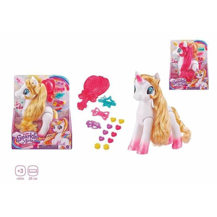 Juguete de peluquería - ZURU - Sparkle Girlz Unicorn Styling Set - Unicornio con accesorios para el cabello personalizables 1