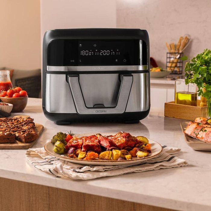 Cecotec Cecofry Dual 9000 Freidora de Aire Caliente 9L Doble Cubeta 2850W PerfectCook Digital Negro Acero Inoxidable 11