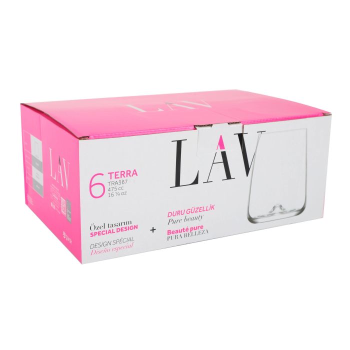 Lav Set de 6 Vasos de Cristal Terra, 475 ml - Ideal para Agua, Zumo o Refrescos. Diseño Moderno y Duradero. (8 Cajas) 9