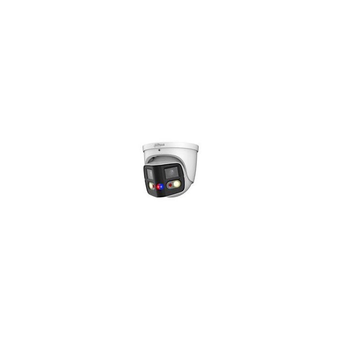 DAHUA (DH-IPC-PDW3849P-A180-E2-AS-PV-0280B) Cámara IP Domo Panorámica TiOC Duo 8MP 2x4MP 180° WDR WizSense LED IR Luz Cálida Alarma Sonido Luz Azul/Roja PoE