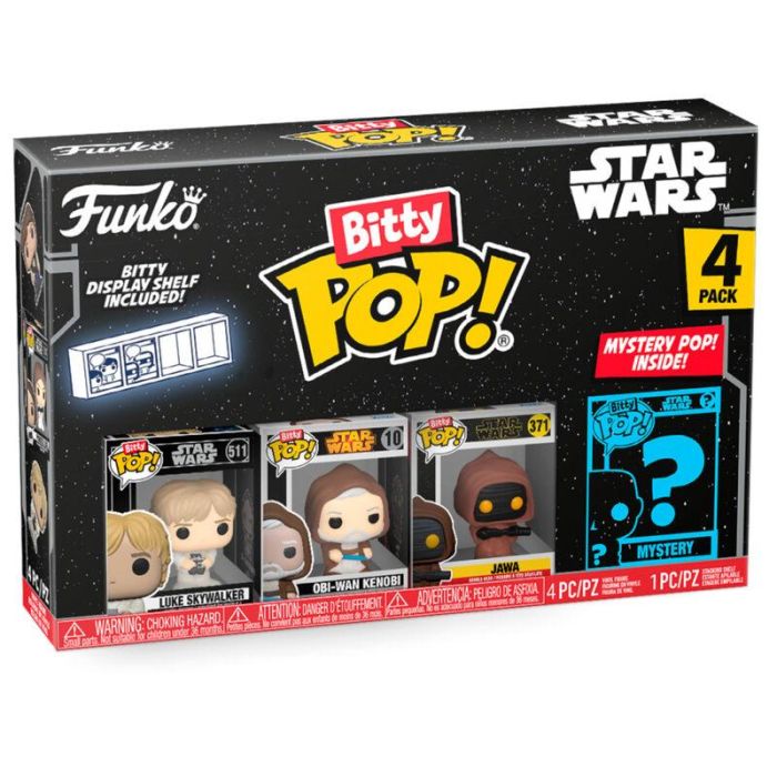FUNKO Bitty POP! Star Wars Figuras Luke Skywalker, Pack de 4 con Figura Misteriosa Rara o Hiperrara