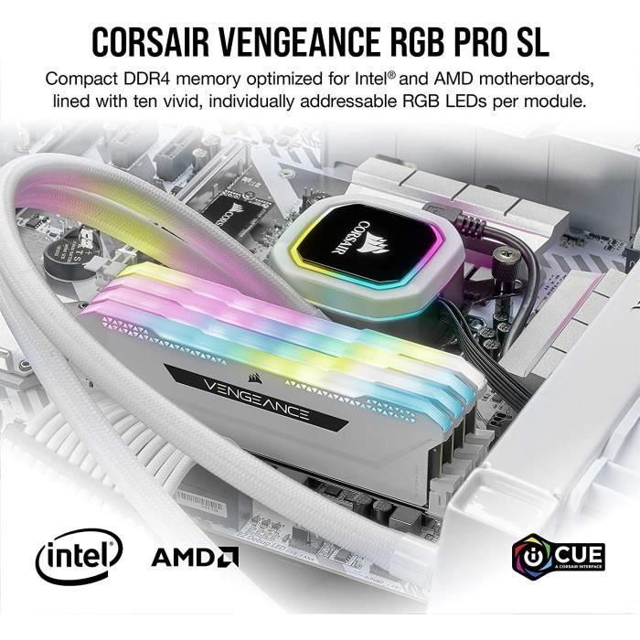 Memoria para PC CORSAIR DDR4 - VENGEANCE RGB PRO SL 32GB (2x16GB) - 3600Mhz - CAS 18 - Blanco (CMH32GX4M2D3600C18W) 1