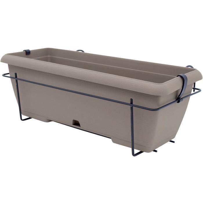Kit de macetero con soporte metálico y bandeja integrada - GARDEN ID Teramo - Taupe 50 cm - Efecto piedra - Reciclado/reciclable Kit de macetero con soporte metálico y bandeja integrada - GARDEN ID Teramo - Taupe 50 cm - Efecto piedra - Reciclado/reciclable