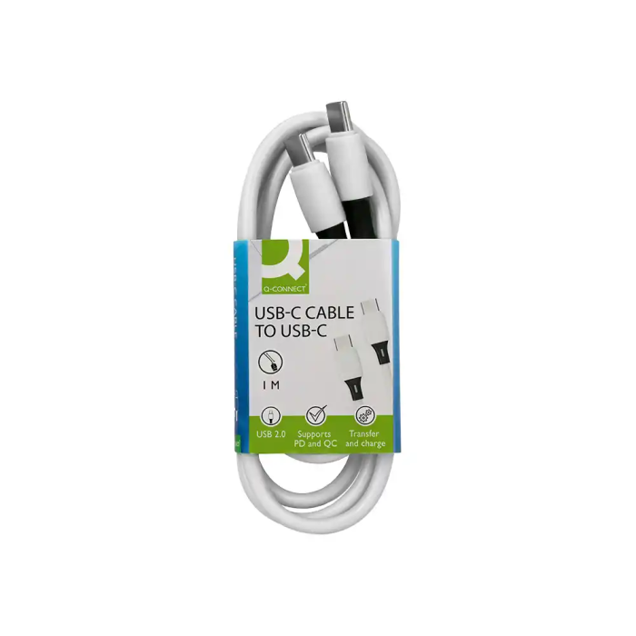 Q-connect Cable USB-C a USB-C PVC Longitud 1m Blanco 1