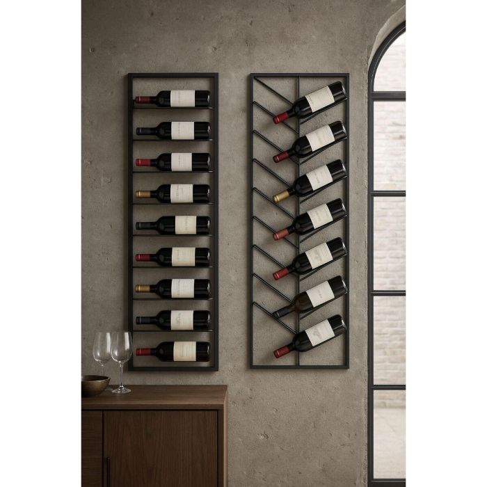 DKD Home Decor Botellero Loft de Pared para 16 Botellas - Estantería de Metal Negro 160x70x6 cm 3