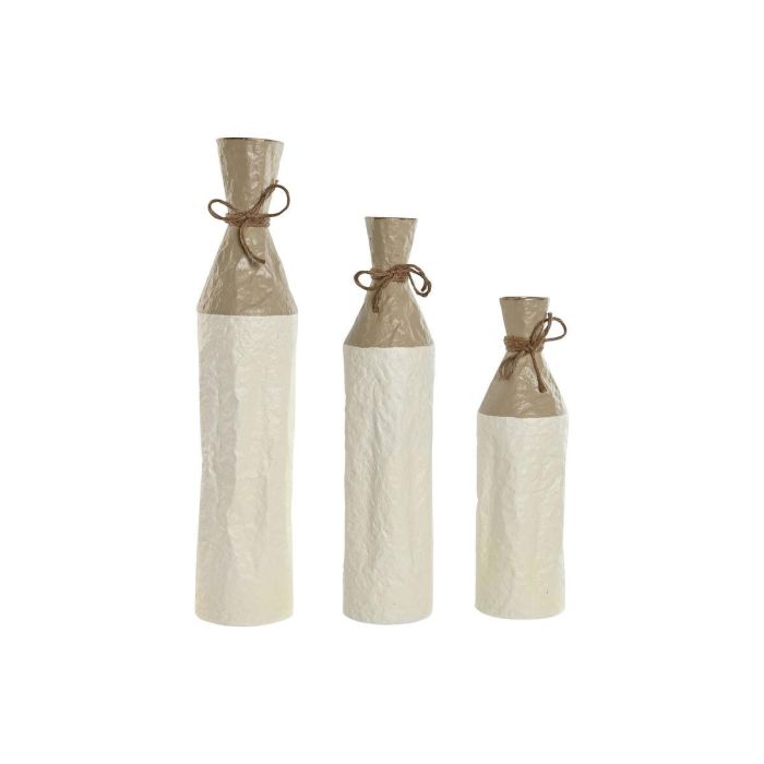 Jarron Scandi DKD Home Decor Blanco Dorado 14 x 67 x 14 cm Set de 3 Jarron Scandi DKD Home Decor Blanco Dorado 14 x 67 x 14 cm Set de 3