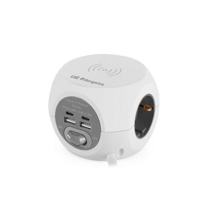 Regleta Orbegozo EN 4500 con Carga inalámbrica/ 3 Tomas de corriente/ 2 USB - 2 USB Tipo C/ Cable 1.5m/ Blanca y Gris Regleta Orbegozo EN 4500 con Carga inalámbrica/ 3 Tomas de corriente/ 2 USB - 2 USB Tipo C/ Cable 1.5m/ Blanca y Gris