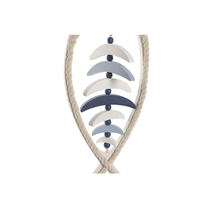 DKD Home Decor Decoracion Colgante Atlantico Pez Azul Blanco MDF Cuerda 2 x 64 x 18 cm (2 Unidades)