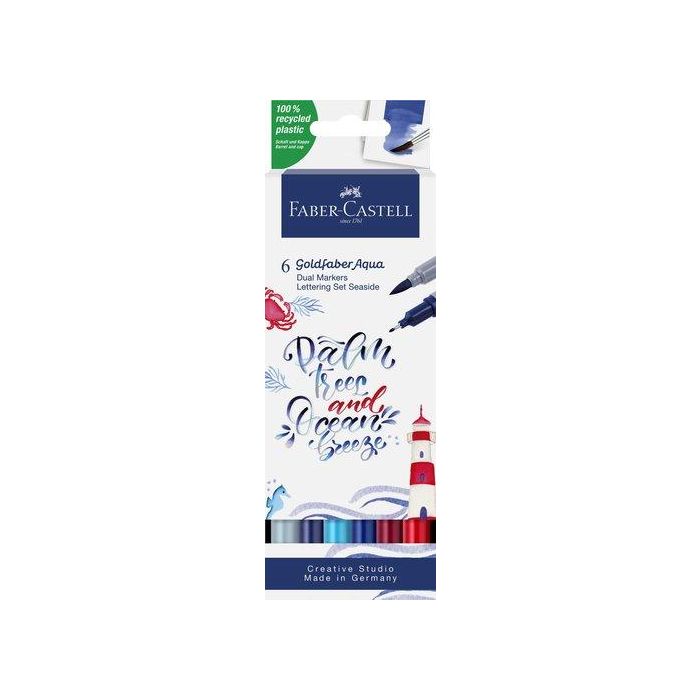 Rotuladores Acuarelables Faber-Castell Goldfaber Aqua Dual Markers Estuche De 6 Sea