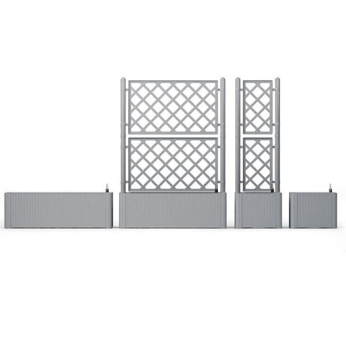 Stefanplast Jardinera Maceta Italia Rectangular con Rejilla para Flores y Plantas. Color Gris Piedra. Medidas 100x43x142 cm. 2