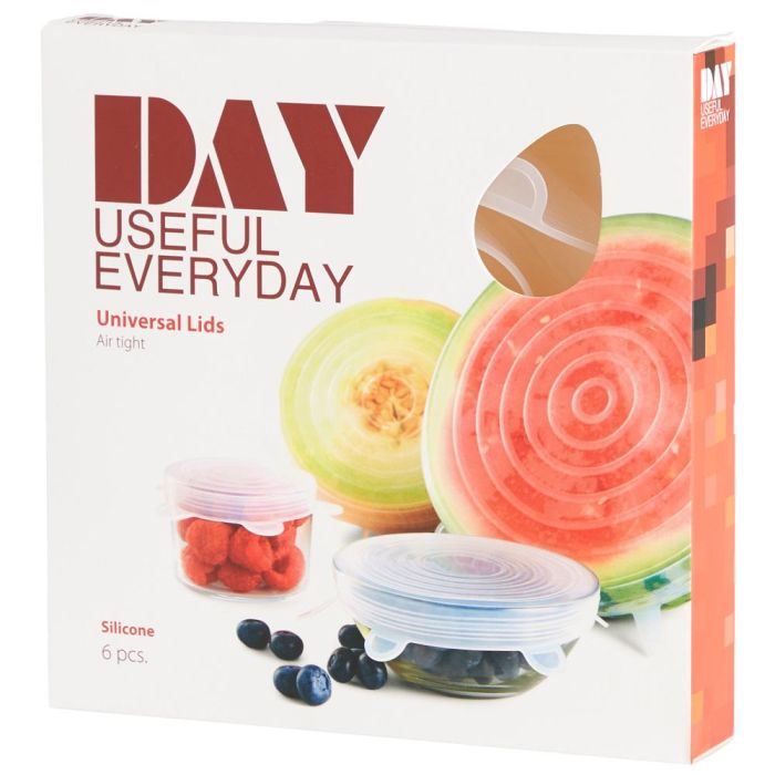 Day Juego de 6 Tapas Flexibles de Silicona Estirables y Herméticas para Recipientes Redondos Reutilizables Aptas para Microondas y Lavavajillas 0 Day Juego de 6 Tapas Flexibles de Silicona Estirables y Herméticas para Recipientes Redondos Reutilizables Aptas para Microondas y Lavavajillas 0