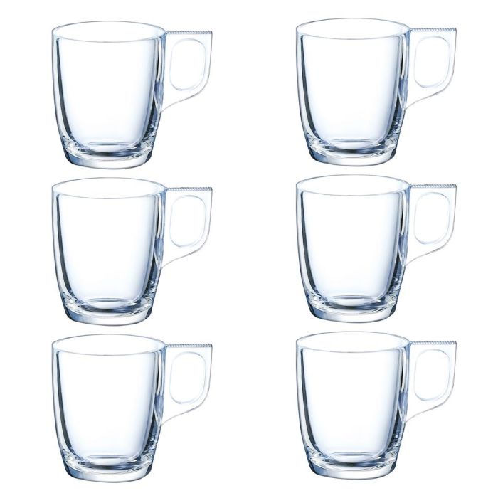 Arcoroc Set de 6 Tazas de Vidrio Templado Voluto Amarillo 9 cL Fabricado en Francia - Apto Lavavajillas y Microondas