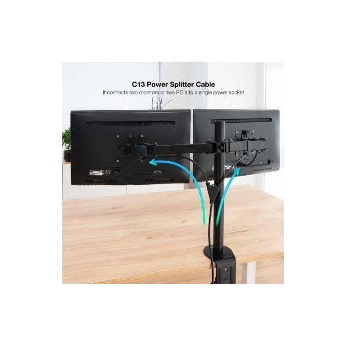 NANOCABLE CABLE ALIMENTACION CEE7/M - 2XC13/H, 1.8 M 2