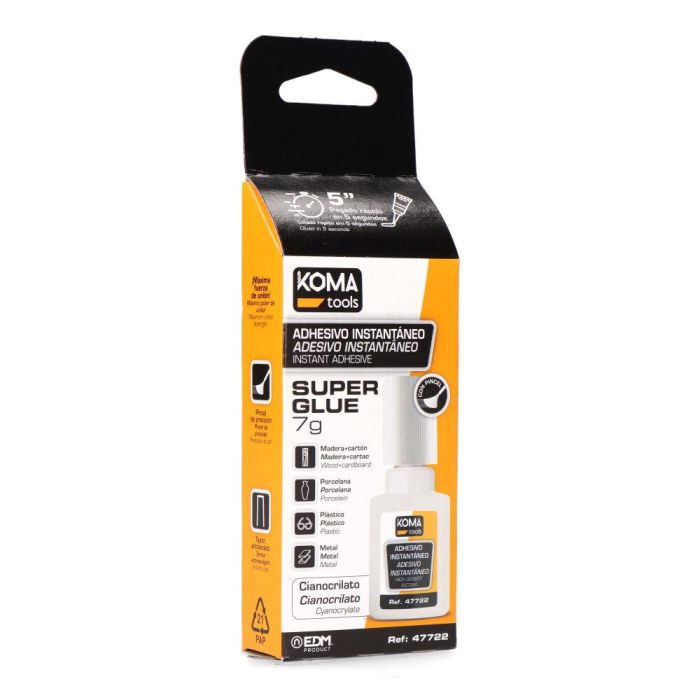 Koma Tools Adhesivo Instantaneo de Cianocrilato 7g con Pincel Multisuperficies 1