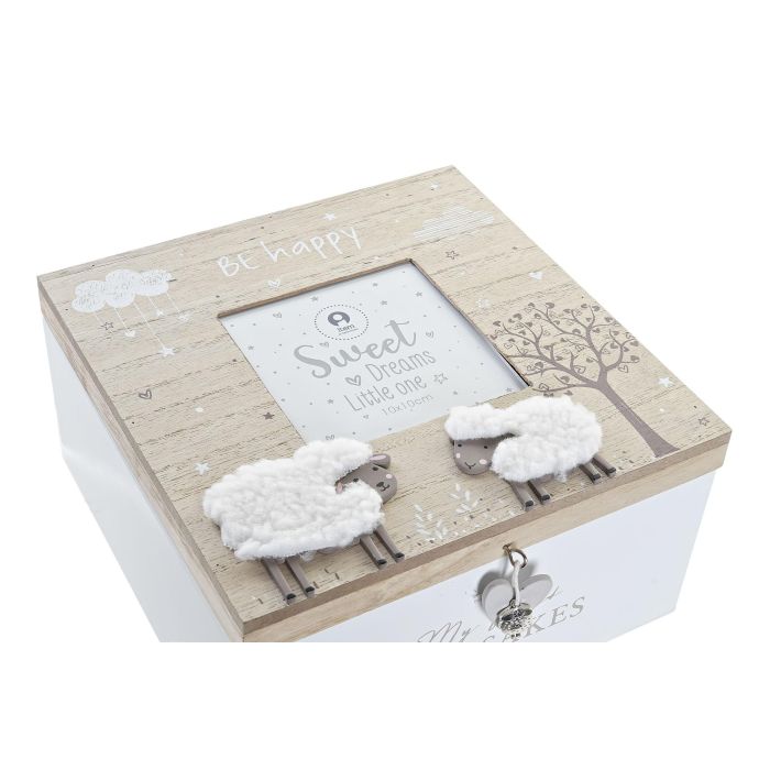 DKD Home Decor Caja Natural Blanco Mdf Cristal 21 x 1.5 x 20 cm (4 Unidades) 2