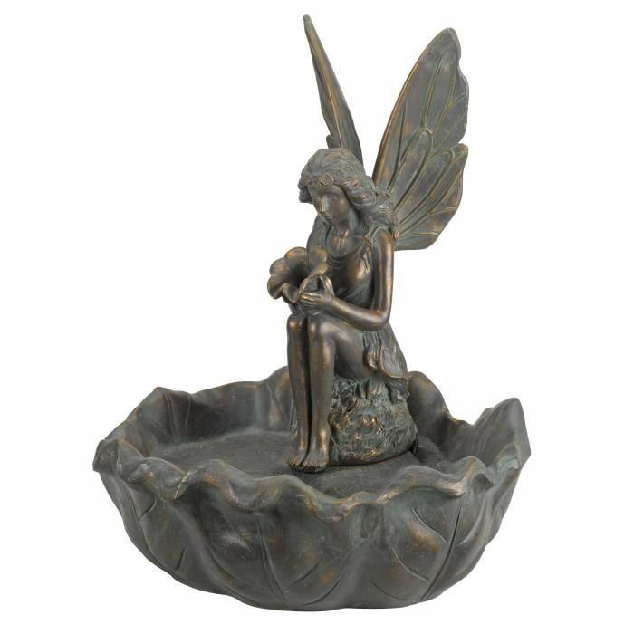 Fuente Solar - SMARDTV - Hada - Sofisticado Efecto Bronce - Resina y Plástico - 43x34x34cm Fuente Solar - SMARDTV - Hada - Sofisticado Efecto Bronce - Resina y Plástico - 43x34x34cm